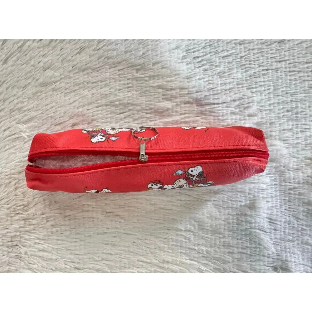 Snoopy and all siblings playing with the  band red pencil case zipper